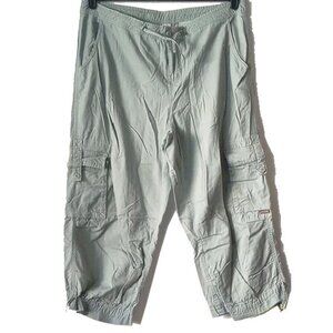 Prana Breathe Hiking Outdoor Cropped Cargo Pants XL Light Sage Green